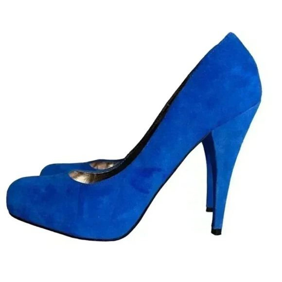 Steve Madden Trinitie Blue Suede Hidden Platform Stiletto Heel Shoes Sz 7.5 EUC - Picture 1 of 9